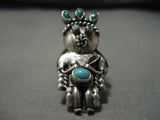 Striking Vintage Navajo Kachina Turquoise Sterling Silver Native American Ring-Nativo Arts