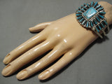 Rare Vintage Native American Navajo Teardrop Turquoise Sterling Silver Bracelet Cuff-Nativo Arts