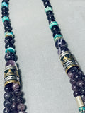 More Unique Singer Charoite Singer Native American Navajo Sterling Silver Turquoise Necklace-Nativo Arts