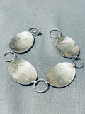 Signed Nez Vintage Native American Navajo Sterling Silver Concho Bracelet-Nativo Arts