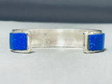 Stunning Native American Navajo Synthetic Opal Sterling Silver Bracelet-Nativo Arts