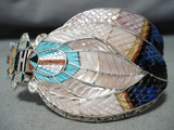 Fabulous Native American Zuni Mother Of Pearl & Turquoise Sterling Silver Bracelet-Nativo Arts