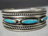 Museum Vintage Native American Navajo Long Turquoise Sterling Silver Bracelet Old-Nativo Arts