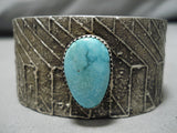 Quality Casted Carico Lake Turquoise Sterling Silver Bracelet Old-Nativo Arts