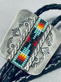 Mesmerizing Native American Navajo Turquoise Sterling Silver Bolo Tie-Nativo Arts