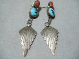 Marvelous Vintage Native American Navajo Sleeping Beauty Turquoise Sterling Silver Earrings Old-Nativo Arts