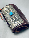 One Most Detailed Ever Vintage Native American Navajo Turquoise Sterling Silver Ketoh Bracelet-Nativo Arts
