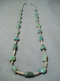 Native American Wonderful Santo Domingo Royston Turquoise Sterling Silver Necklace-Nativo Arts