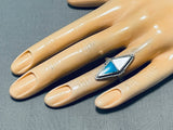 Rare Vintage Native American Navajo Kingman Turquoise Mother Of Pearl Sterling Silver Ring-Nativo Arts