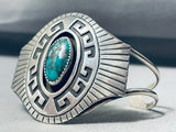 Geomtric Water Vintage Native American Navajo Spiderweb Turquoise Sterling Silver Bracelet-Nativo Arts