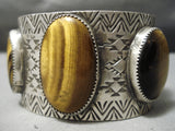 Huge Navajo Tigers Eye Sterling Silver Native American Bracelet Cuff-Nativo Arts