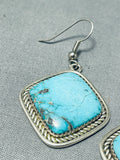 Dynamic Vintage Native American Navajo Kingman Turquoise Sterling Silver Earrings-Nativo Arts