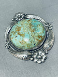 Huge Vintage Native American Navajo Domed Royston Turquoise Sterling Silver Pendant-Nativo Arts