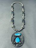 One Of The Best Vintage Native American Navajo Tubule Turquoise Sterling Silver Necklace Old-Nativo Arts