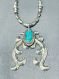 Amazing Vintage Native American Navajo Pilot Mountain Turquoise Sterling Silver Necklace-Nativo Arts