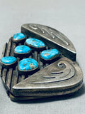 One Of The Most Unique Ever Vintage Native American Navajo Turquoise Sterling Silver Buckle-Nativo Arts