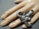 Heavy Fascinating San Felipe Sterling Silver Skull Ring-Nativo Arts