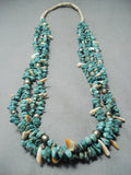 Native American Impressive Vintage Santo Domingo Turquoise Sterling Silver Necklace Old-Nativo Arts