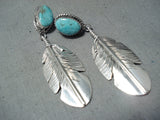 Stunning Navajo Kingman Turquoise Sterling Silver Earrings Native American-Nativo Arts