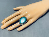 Superb Vintage Native American Navajo Signed Pilot Mountain Turquoise Sterling Silver Ring-Nativo Arts