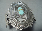 Amazing Native American Navajo 8 Turquoise Sterling Silver Huge Bracelet-Nativo Arts