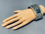Important Vintage Native American Navajo Lander Blue Turquoise Sterling Silver Bracelet-Nativo Arts