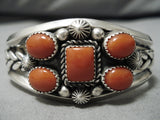 Important Jeanette Dale Navajo Coral Sterling Silver Native American Bracelet-Nativo Arts