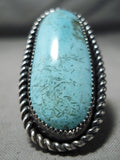 Superlative Vintage Native American Navajo Turquoise Sterling Silver Ring Old-Nativo Arts