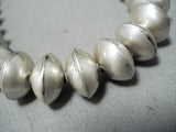 Hand Tooled Vintage Native American Navajo Sterling Silver Bead Necklace Old-Nativo Arts