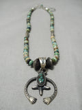One Of The Best Vintage Native American Navajo Green Turquoise Sterling Silver Choker Necklace-Nativo Arts