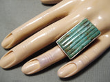 One Of The Best Native American Navajo Corn Row Royston Turquoise Sterling Silver Ring-Nativo Arts