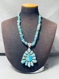 Majestic Native American Navajo Turquoise Sterling Silver Gigantic Necklace-Nativo Arts