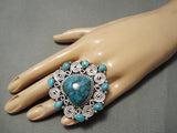 Very Important Huge Native American Navajo Tonya Rafael Turquoise Heart Sterling Silver Ring-Nativo Arts