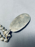 Fabulous Vintage Native American Navajo Green Turquoise Sterling Silver Necklace Signed-Nativo Arts