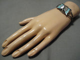 Fabulous Vintage Zuni Native American Navajo Turquoise Sterling Silver Butterfly Inlay Bracelet-Nativo Arts