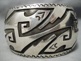 Heavy 100 Gram Vintage Navajo Geomtric Sterling Silver Native American Bracelet-Nativo Arts