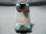 Eyecatching Vintage Native American Navajo Old Kingman Turquoise Sterling Silver Ring Old-Nativo Arts