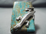 Fabulous San Felipe 8 Turquoise Sterling Silver Gekko Ring Native American-Nativo Arts