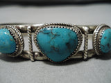 Superior Vintage Native American Navajo Pilot Mountain Turquoise Sterling Silver Bracelet Cuff-Nativo Arts