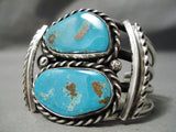 One Of The Best Vintage Native American Navajo Old Kingman Turquoise Sterling Silver Bracelet-Nativo Arts