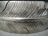 Noteworthy Navajo Sterling Silver Feather Bracelet Native American-Nativo Arts