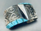 Birdseye Spiderweb Turquoise Native American Navajo Side Inlay Sterling Silver Bracelet-Nativo Arts