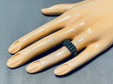 Early 1900's Vintage Zuni Green Turquoise Sterling Silver Needle Ring-Nativo Arts