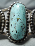 Amazing Vintage Native American Navajo 3 Kingman Turquoise Sterling Silver Bracelet-Nativo Arts