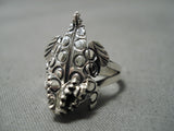 Important Native American Navajo Wilf Begay Sterling Silver Toad Ring-Nativo Arts