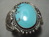 Rare Vintage Native American Navajo Blue Diamond Turquoise Sterling Silver Bracelet-Nativo Arts