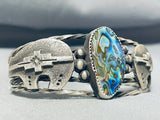 The Most Unique Vintage Native American Navajo Abalone Brownbear Sterling Silver Bracelet-Nativo Arts