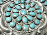 Colossal Vintage Native American Navajo Turquoise Cluster Sterling Silver Pin Pendant Old-Nativo Arts