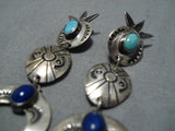 Fabulous Vintage Navajo Native American Sterling Silver Turquoise Earrings-Nativo Arts