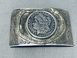 Heavy Vintage Native American Navajo Sterling Silver Coin Buckle Old-Nativo Arts